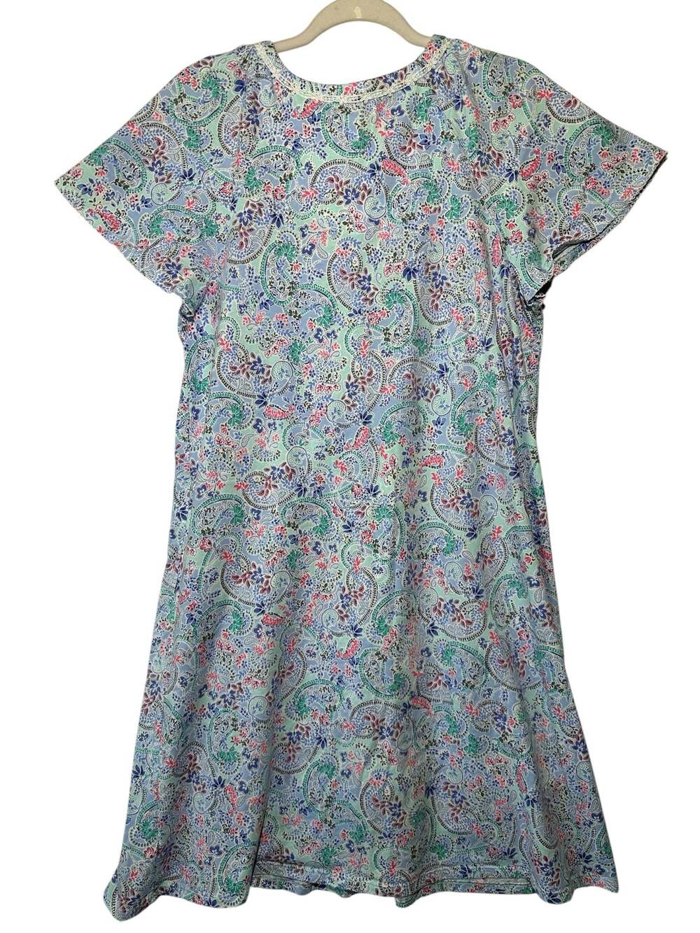 Aria Collection Women's Paisley 100% Cotton Short Sleeve Nightgown Size L - Picture 5 of 9